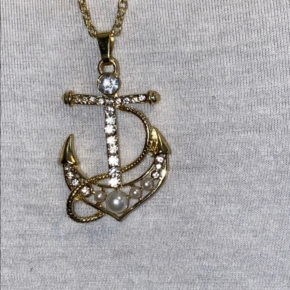 Gold Anchor Necklace.
